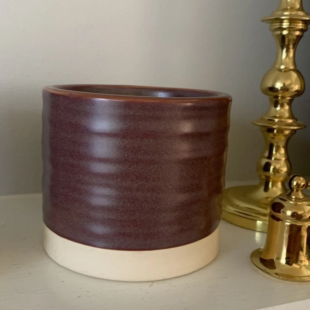 Set of two Threshold Bathroom Ceramic‎ Canisters plum purple two tones